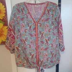 GiGiO Women's Paisley Blouse Size Plus 1X